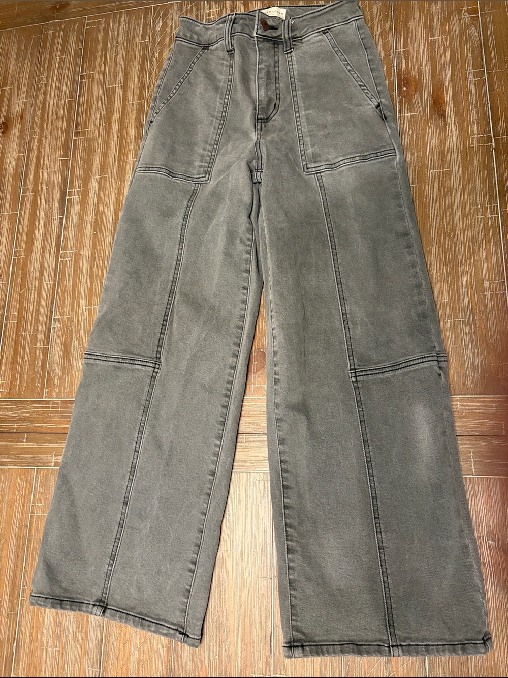 Oliver Logan Gray High-Rise Wide Leg Jeans